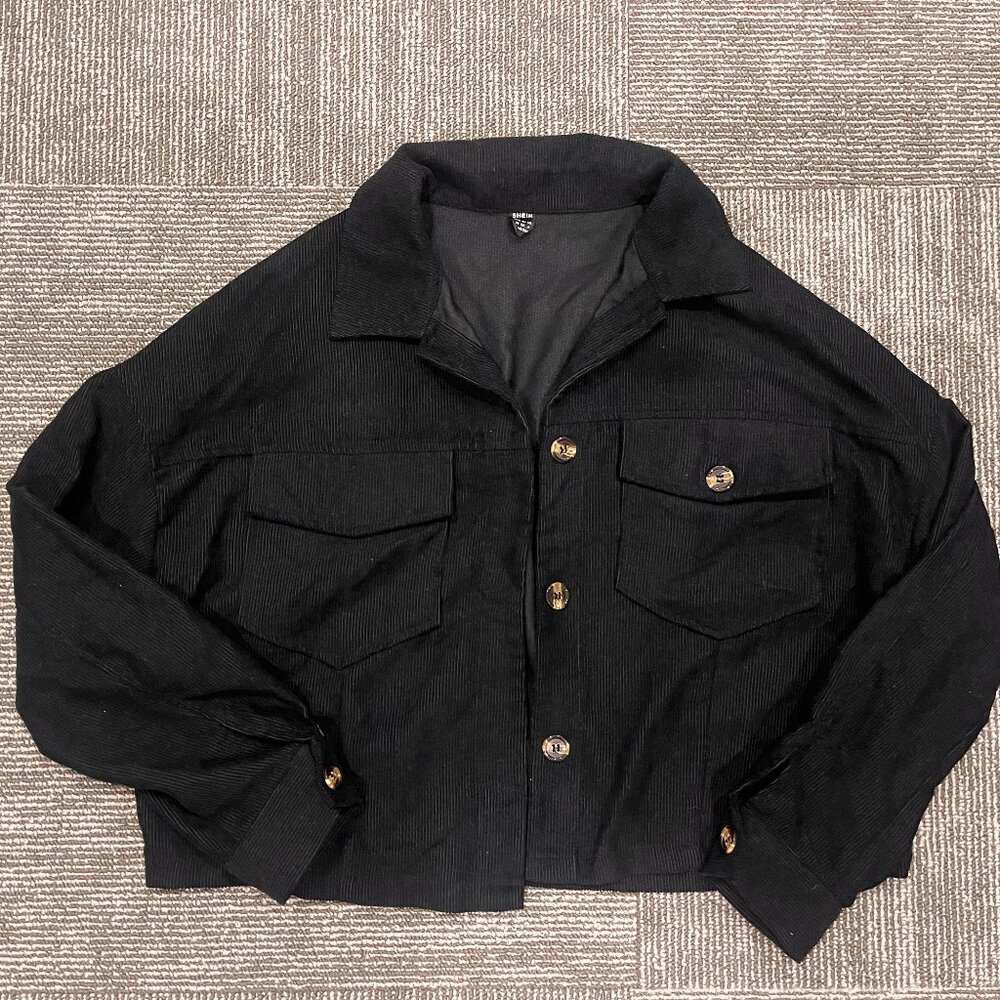 Black corduroy cropped jacket